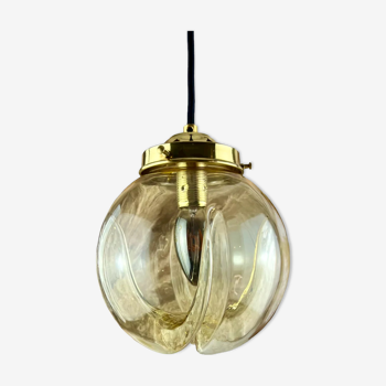 Lamp walking/suspension lamp large globe vintage molded glassware Murano smoked yellow