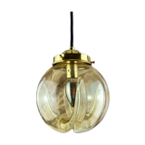 Lamp walking/suspension lamp large globe vintage molded glassware Murano smoked yellow