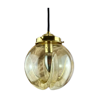 Lamp walking/suspension lamp large globe vintage molded glassware Murano smoked yellow