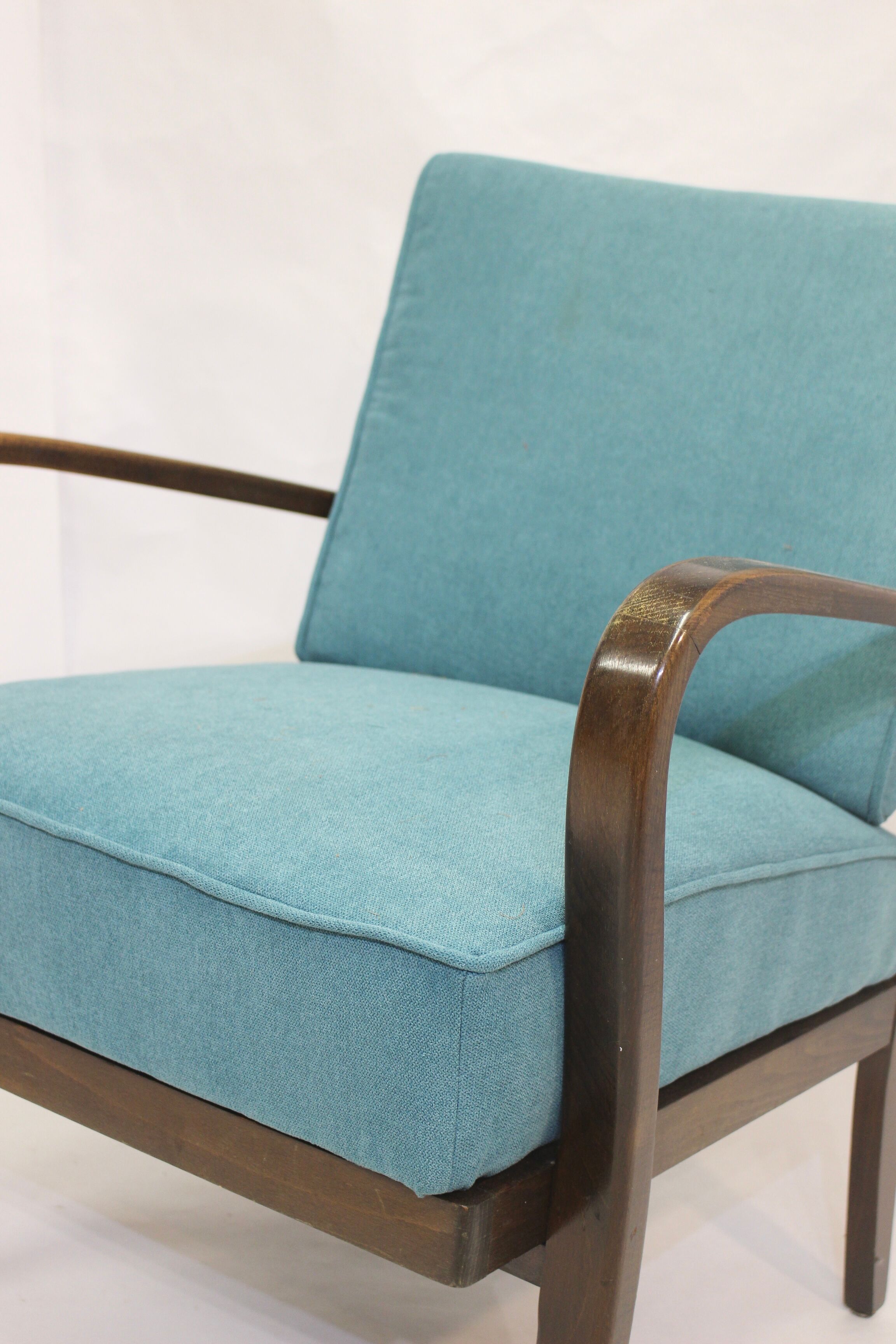 Art Deco curved wood armchair, 1950