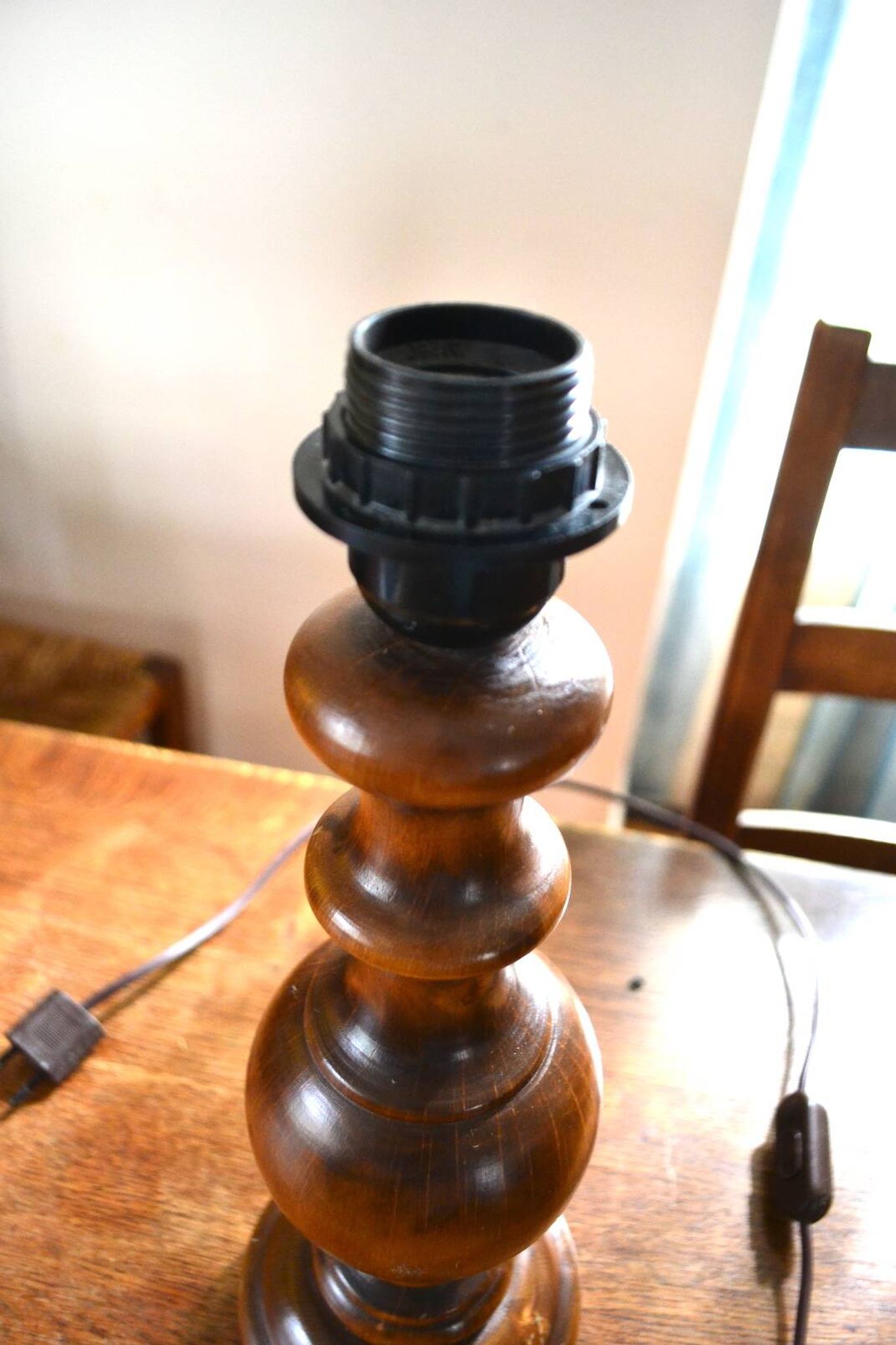 1960s turned wooden lamp base