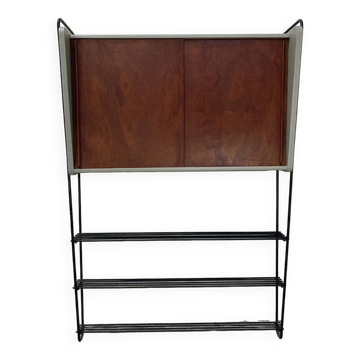 Etagère vintage en métal et bois
