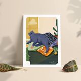 Illustration "Cat and Sun" A4