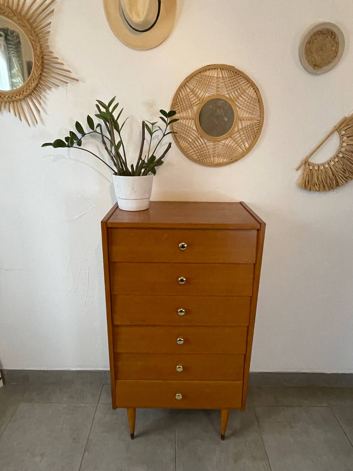 Chiffonnier/commode  6 tiroirs vintage en teck