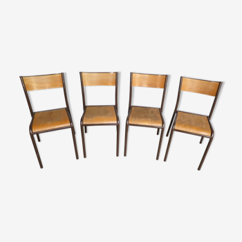 Lot de 4 chaises d'école Mullca 510 vintage