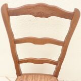 8 Straw chairs with high backs in solid wood