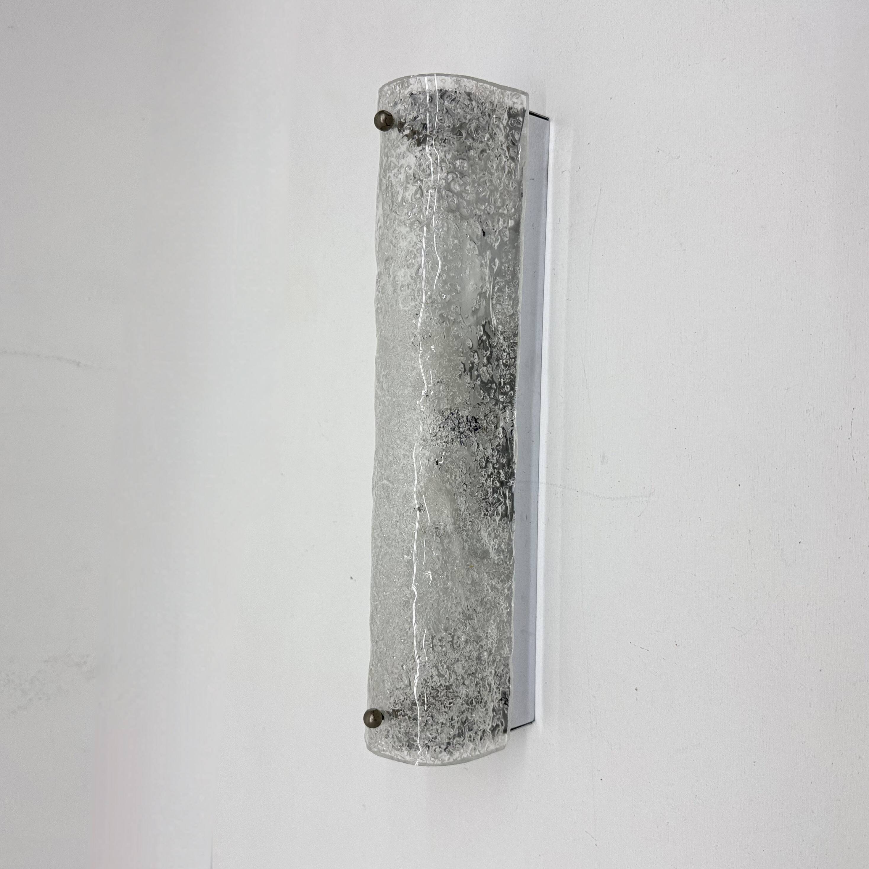 Applique murale en verre glacé vintage, années 1970