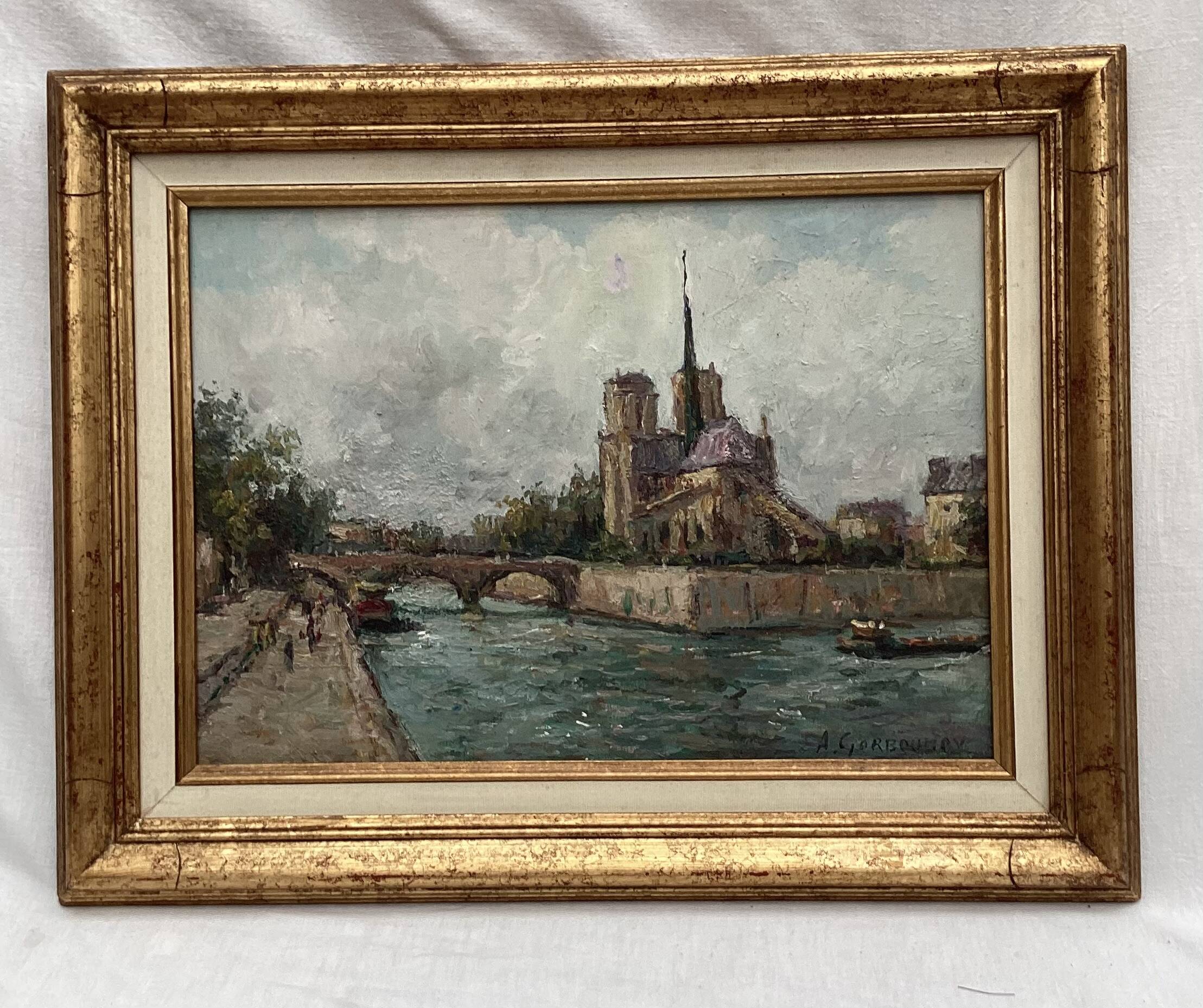 Painting Oil on canvas signed -Paris— dimensions: height -48cm- width -60cm-