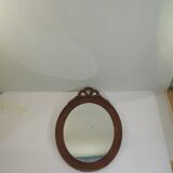 Antique oval mirror in carved wood – Louis XVI style, ribbon bow decoration, mid