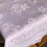 Old linen tablecloth and lilac-tinted silk