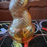 Decanter/bottle in molded glass d'empoli amber yellow color