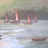 Impressionist seascape, oil on canvas signed and framed