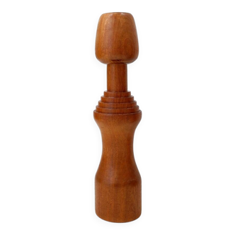 Large vintage turned wooden candlestick - 1960s