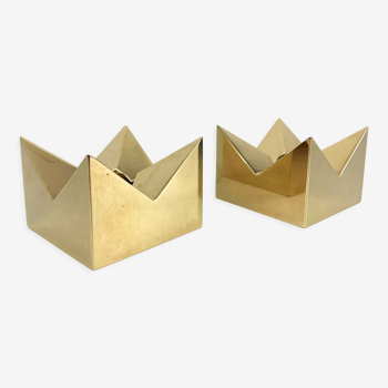 Pair of Scandinavian brass candle holders, Pierre Forsell for Skultuna, 1960