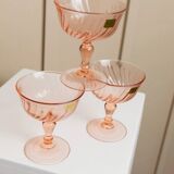Set of 6 apricot Luminarc Rosaline coupe martini glasses in glass – vintage 1970s France with packaging