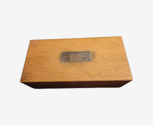 Boîte à cigarette anglaise bois et plaque argent 19èm régiment london mess ancien