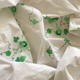 Antique square tablecloth with embroidered appliqué - 107x107 cm - Cotton
