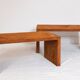 Pair of cognac suede side tables in the style of Jean Michel Frank.