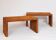 Pair of cognac suede side tables in the style of Jean Michel Frank.