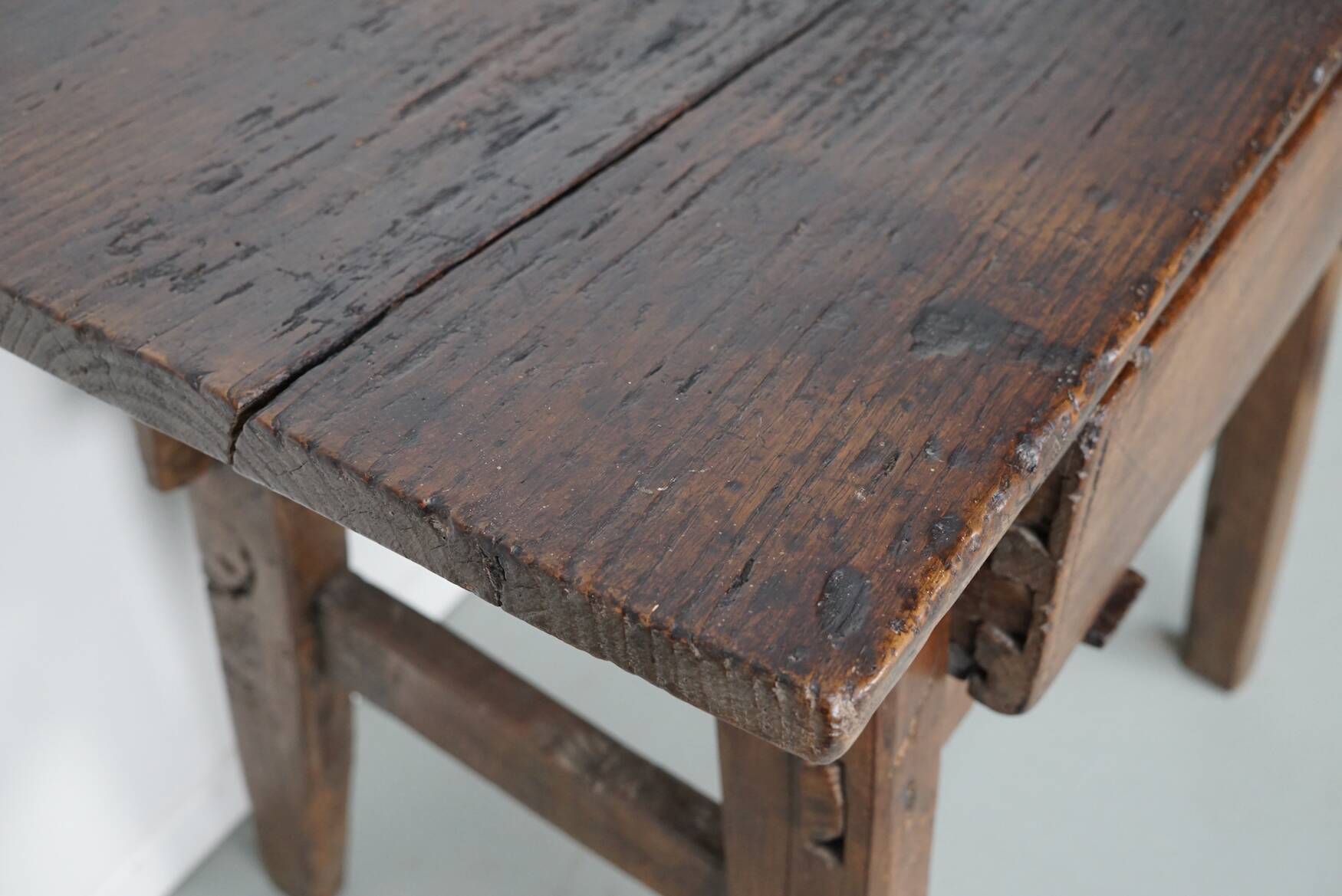 Antique Spanish Rustic Chestnut Side Table/Console, 18th Century