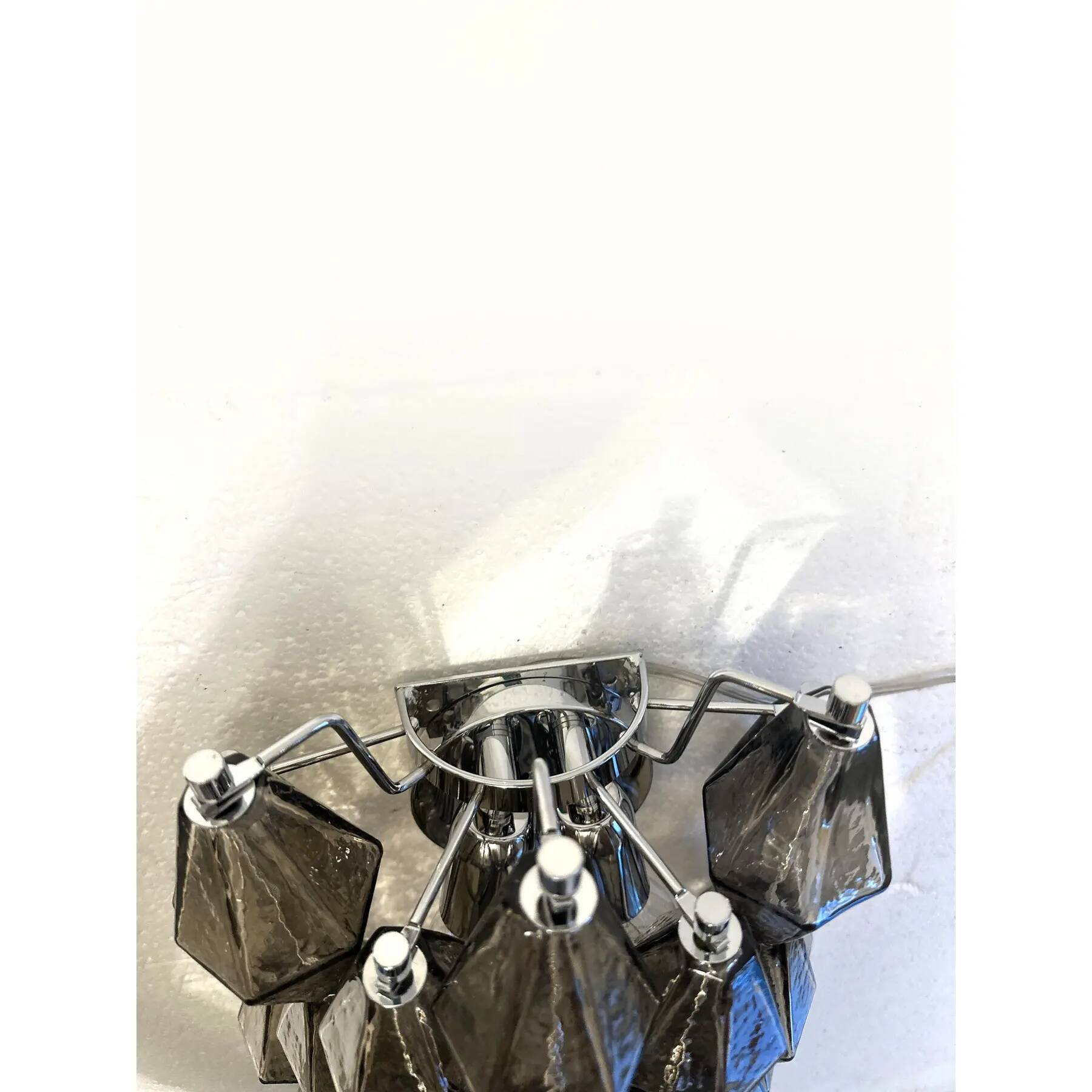 Set of Two “Poliedri” Murano Glass Wall Sconce in Venini Style