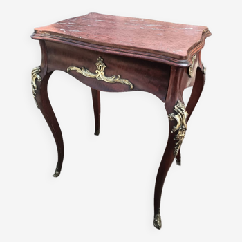 Table de chevet ancienne plateau marbre style louis xv