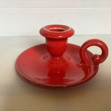 Red ceramic cellar rat candle holder