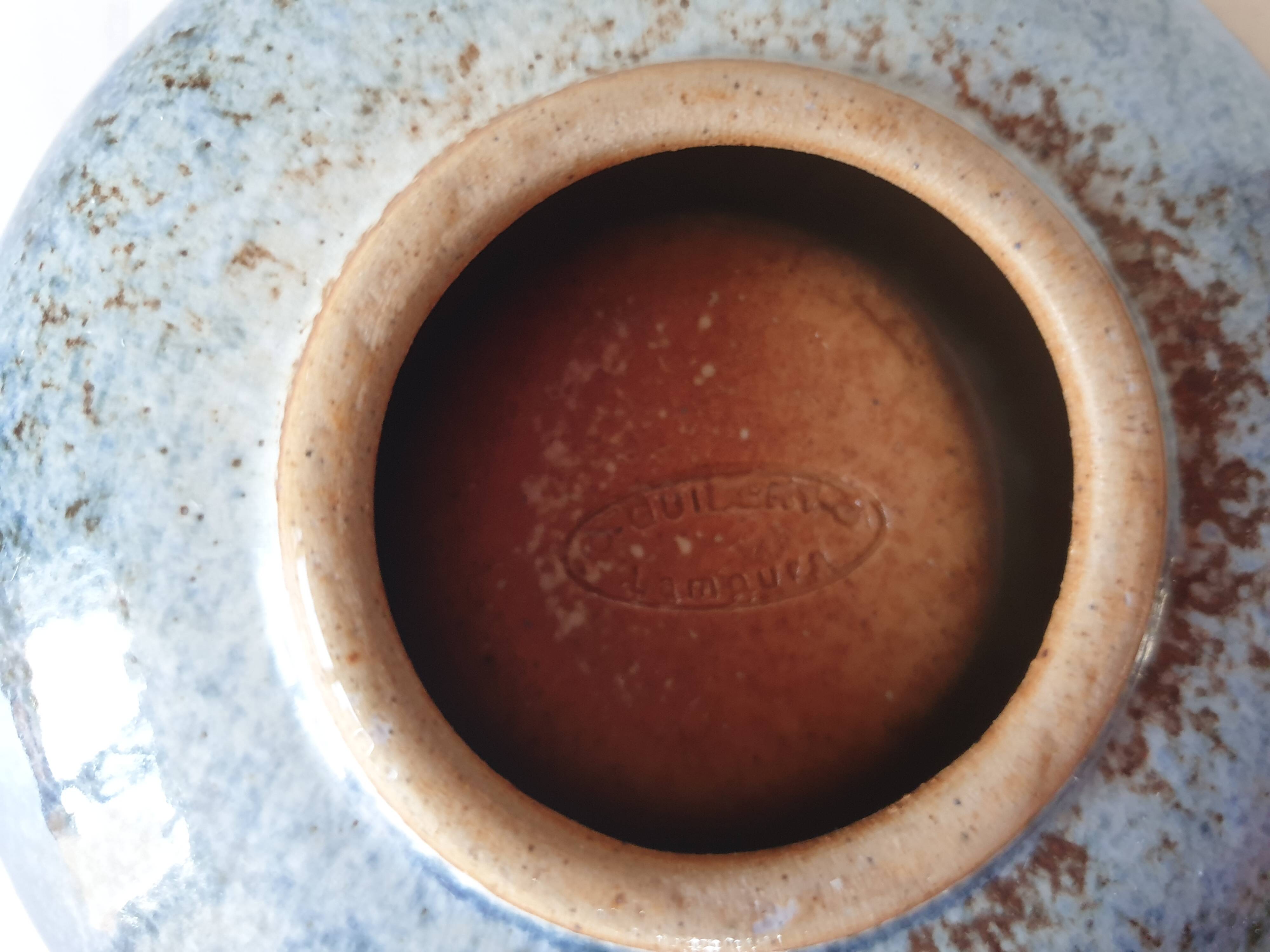 Ceramic ashtray in enamelled stoneware signed guibert in lamoura (39)