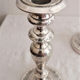 Pair of silver bronze torches, XIXth