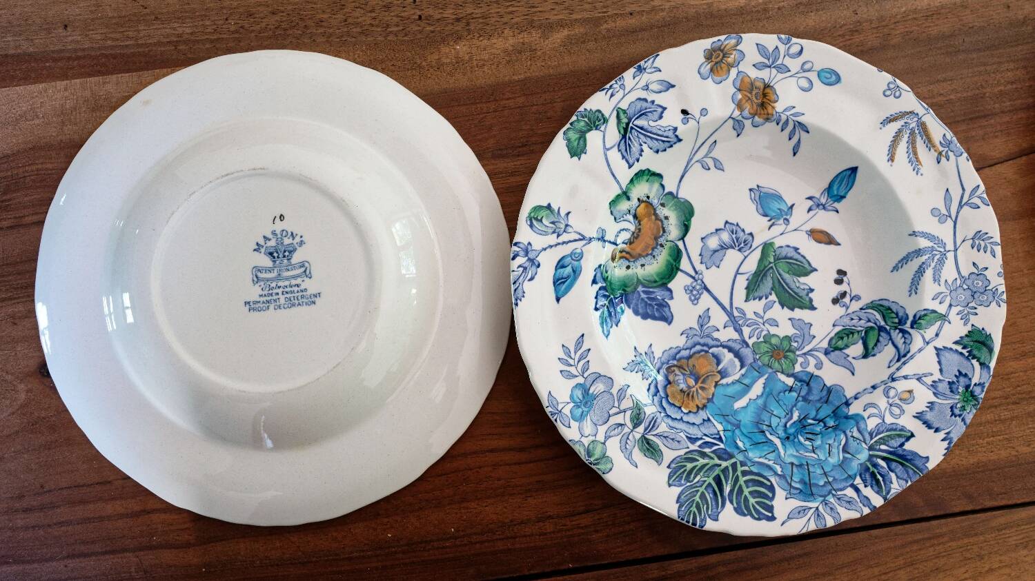 lot of 6 old hollow plates English earthenware Mason's