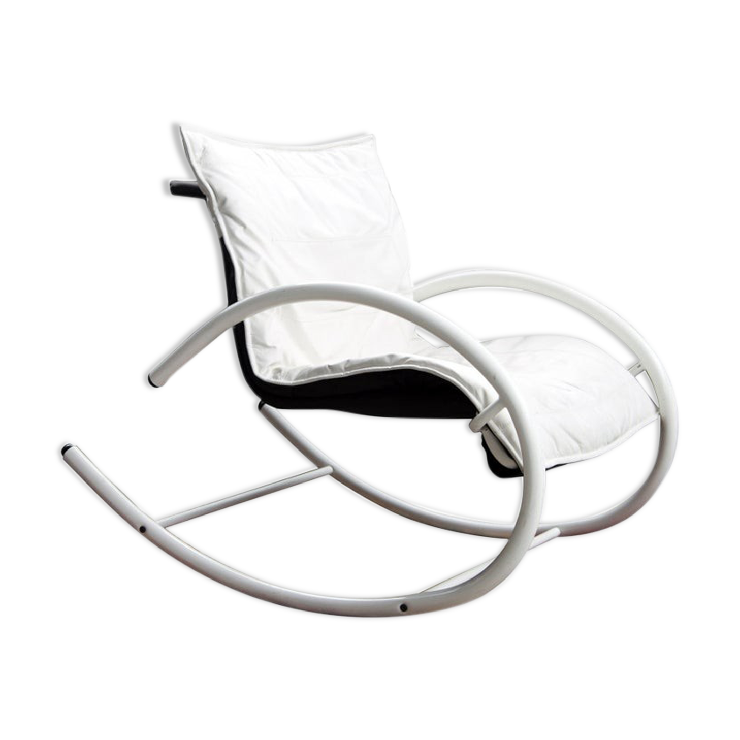 Rocking chair Memphis Ellipse leather Les Amisco with its cushion