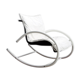 Rocking chair Memphis Ellipse leather Les Amisco with its cushion