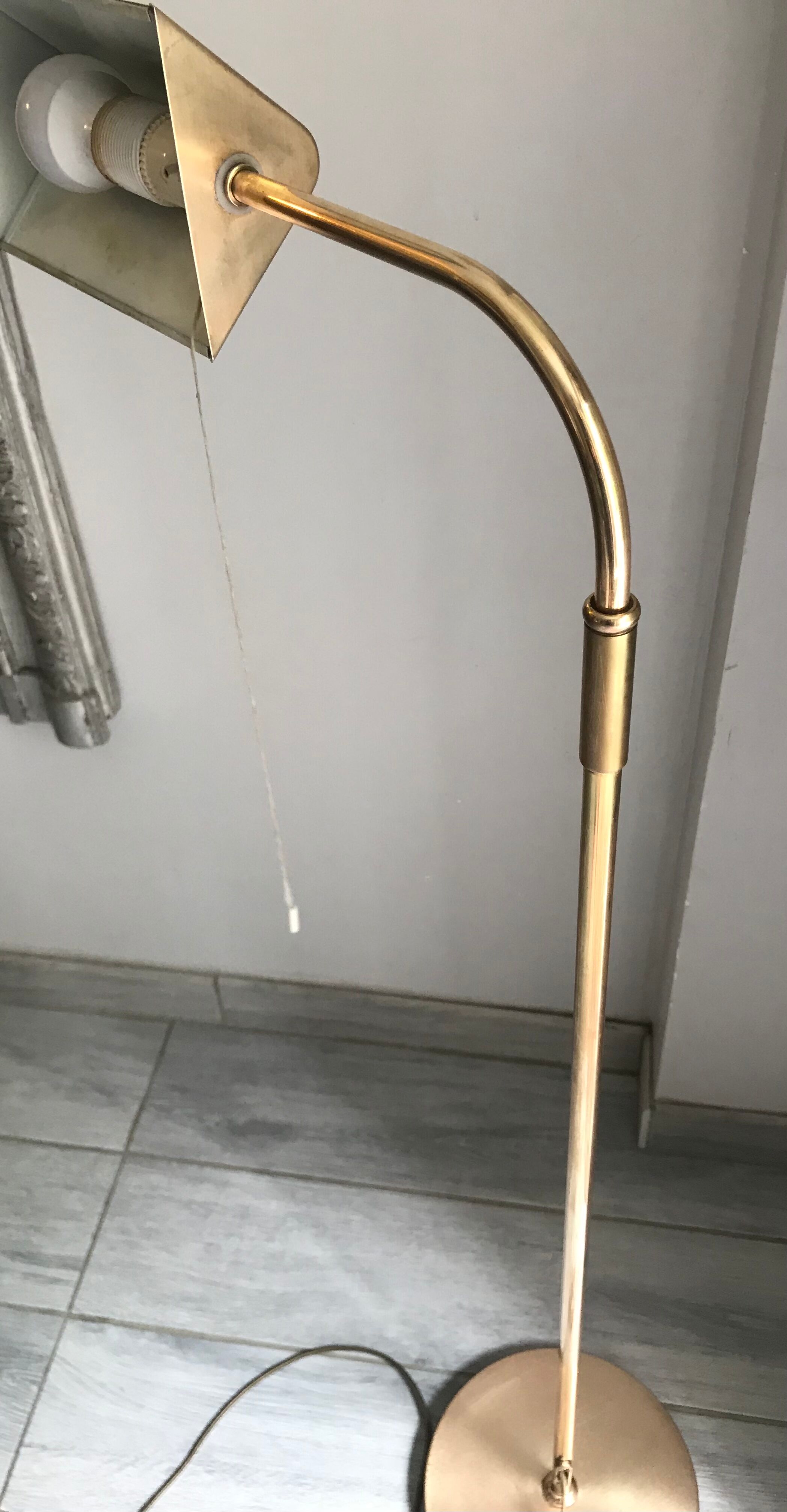 Floor lamp reading machine in vintage brass