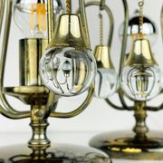 Vintage glass ball table lamps, Italy, 1960s, set of 2