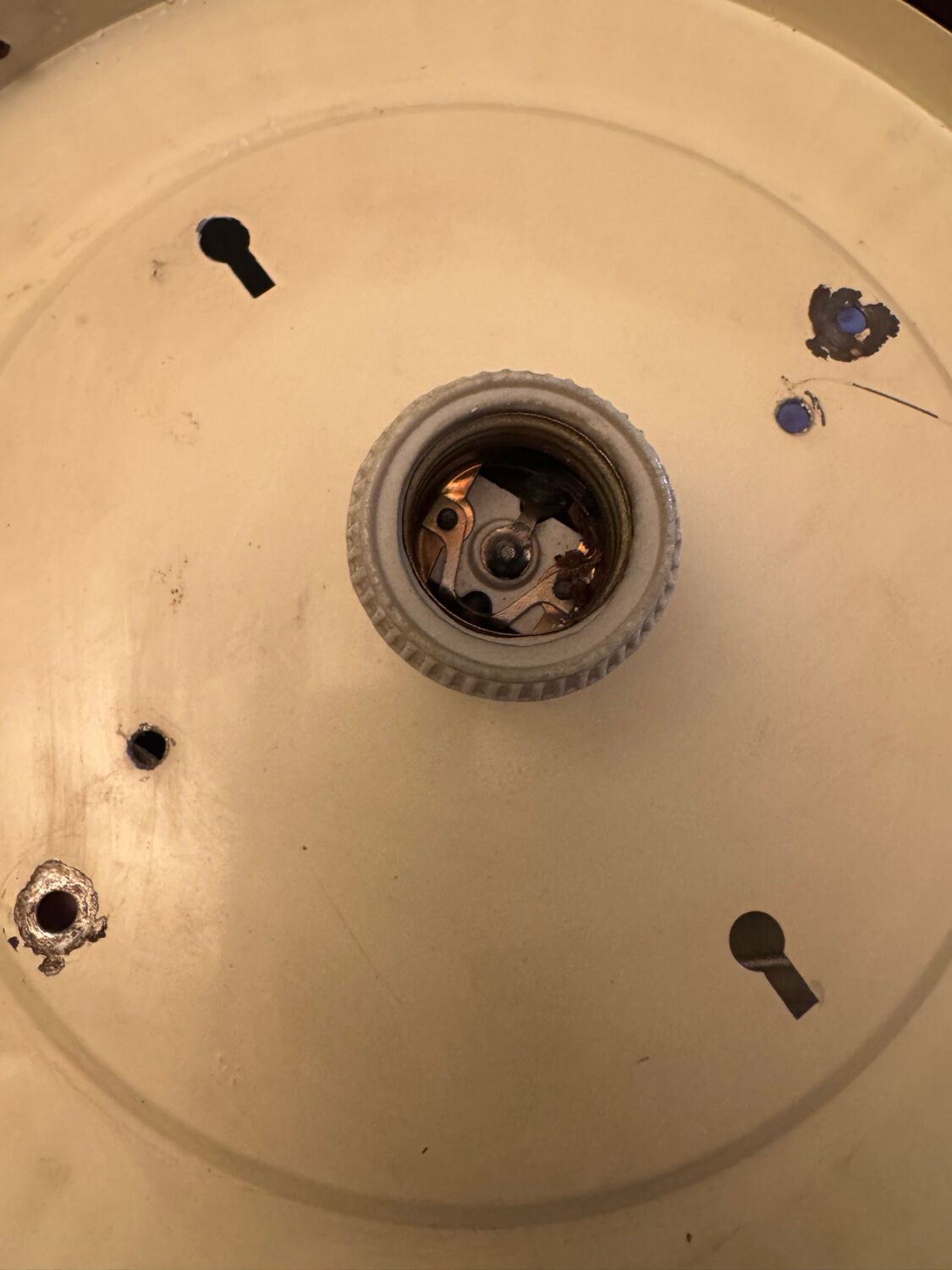 Opaline ball lamp with gold base from the 70s