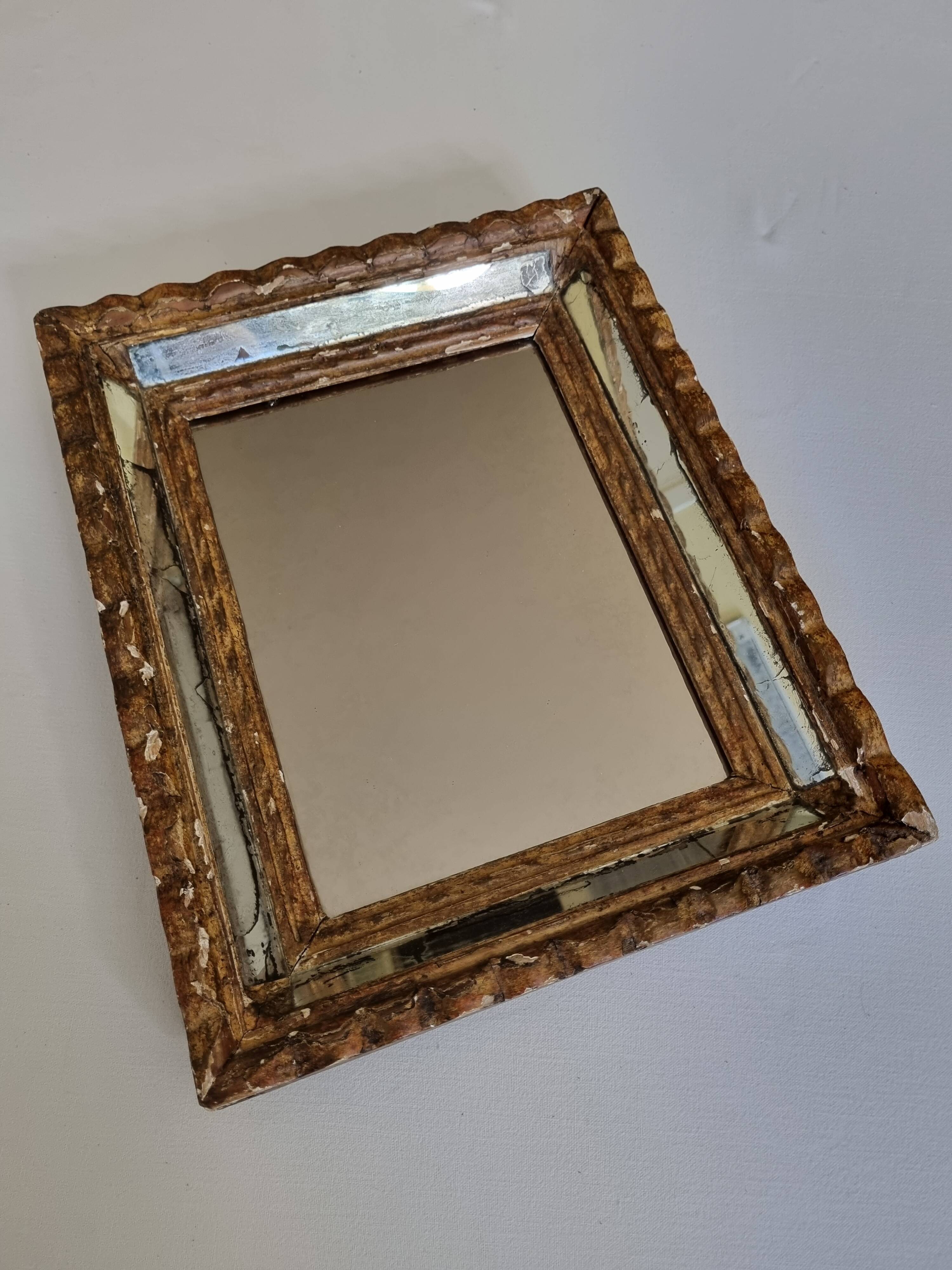 Antique Venetian style mirror with beads, 27 x 32 cm