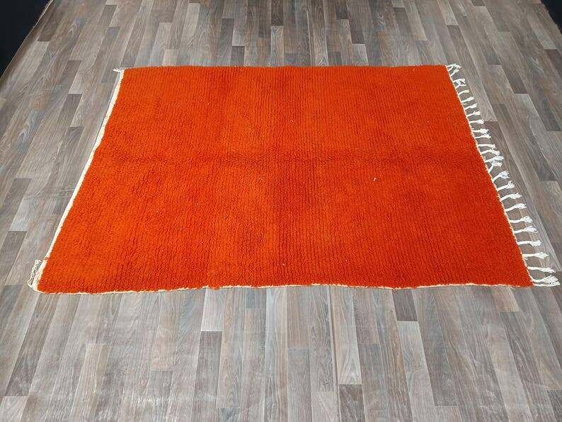 Handwoven Berber rug, traditionally woven, size 150 x 250 cm, orange
