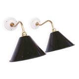 vintage wall lights in enamelled brass sheet metal