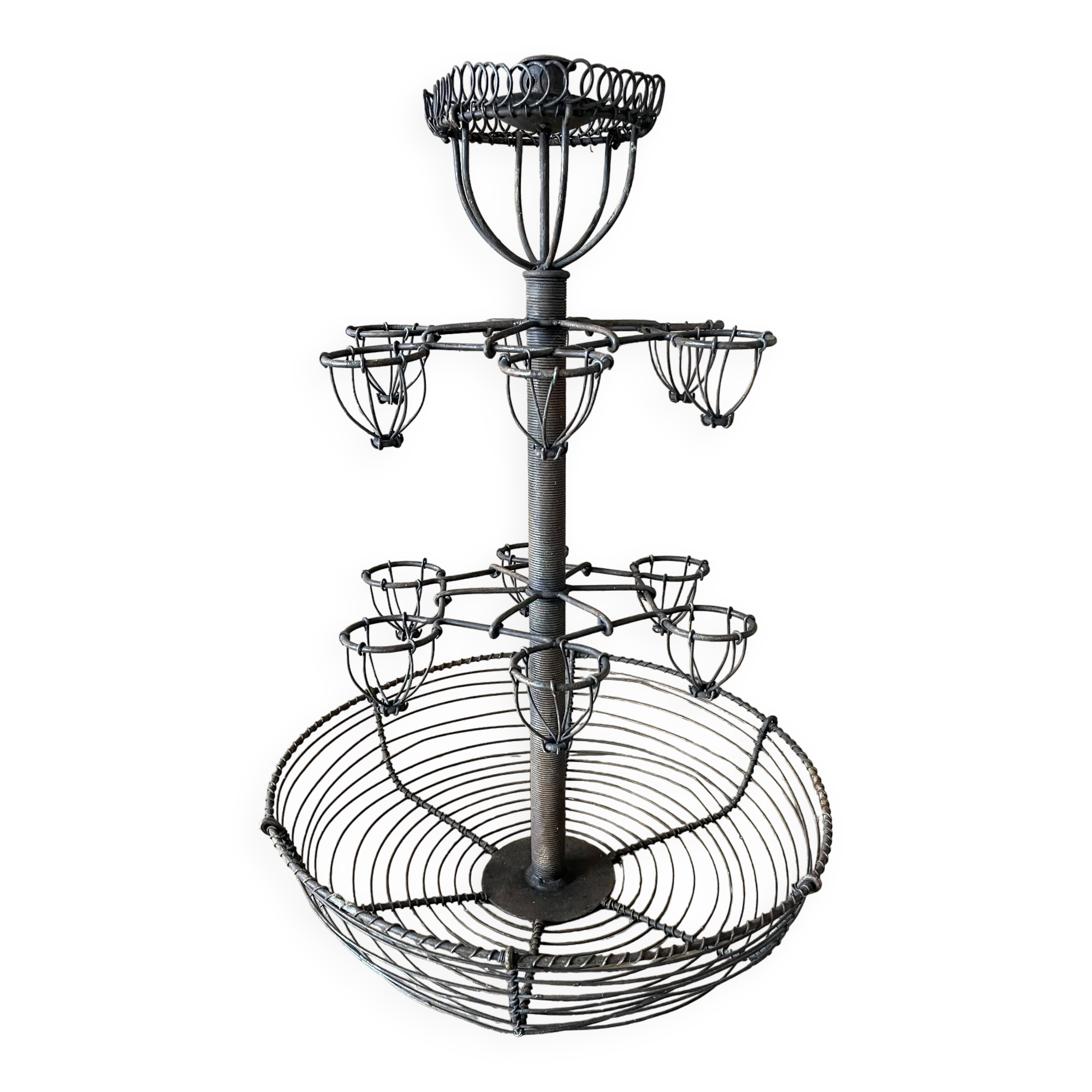 Support à œufs Métallique Spiralé - Range Jusqu'à 36 œufs - Design étagé Pour Comptoir Ou Frigo - Noir/Argent
