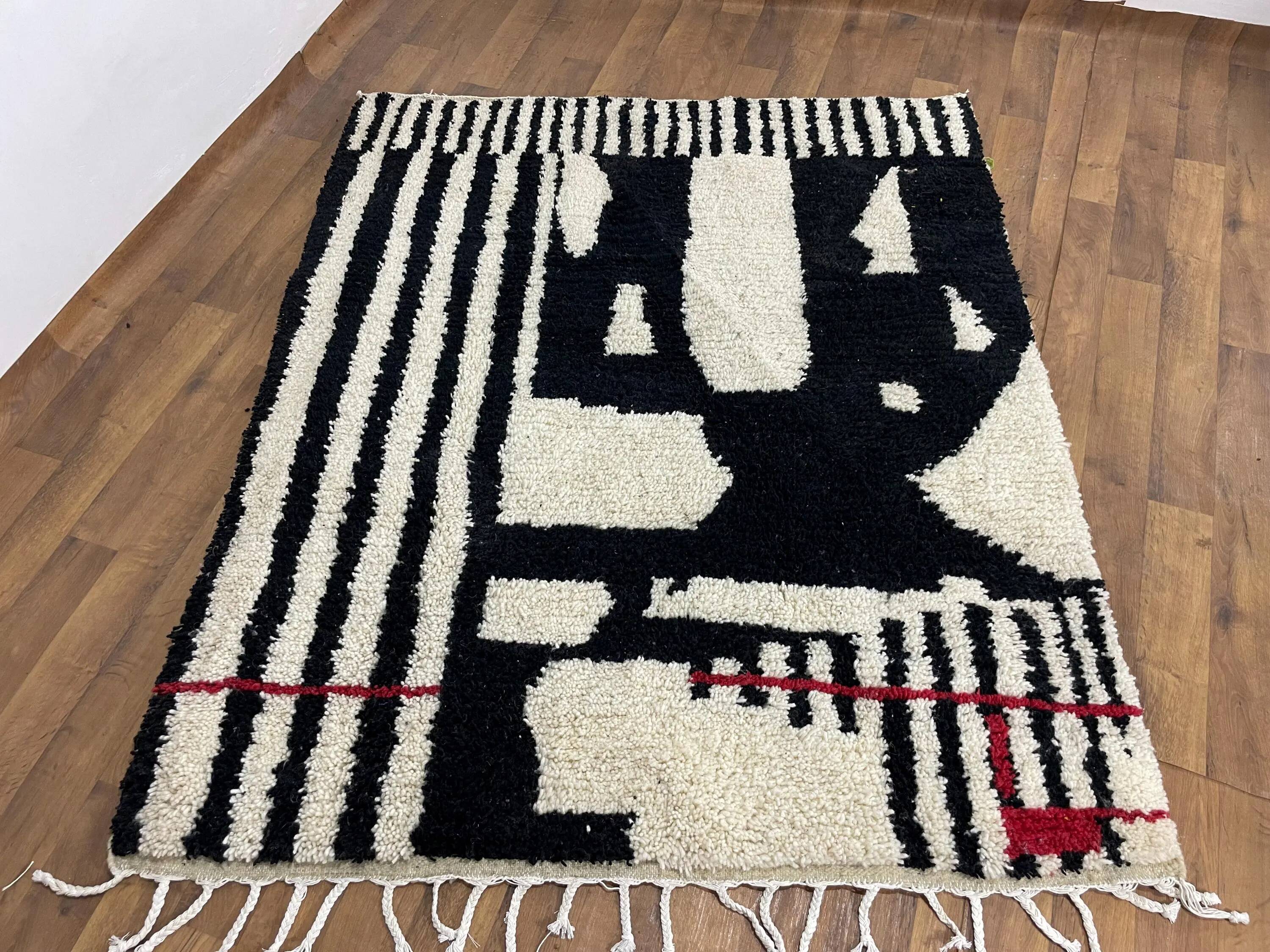 Unique natural wool Moroccan rug 3x2 m