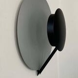 Vintage round wall lamp, gray and black metal, Italy 1970