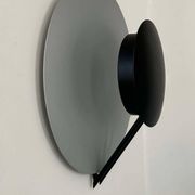 Vintage round wall light, grey and black metal, Italy 1970.