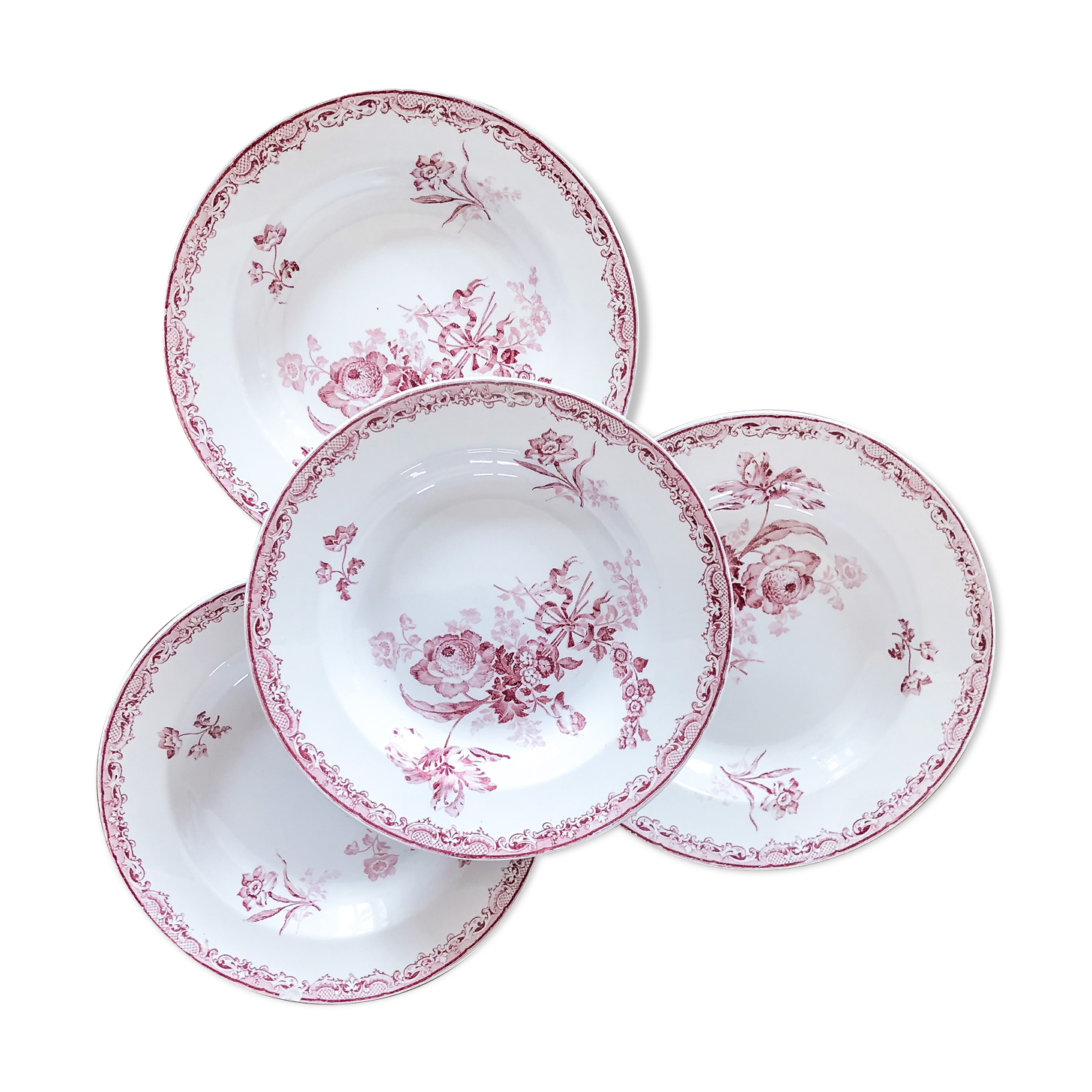Set of 4 hollow plates Fontanges
