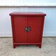 Red storage unit with 2 doors in solid wood, Chinese style, 1950