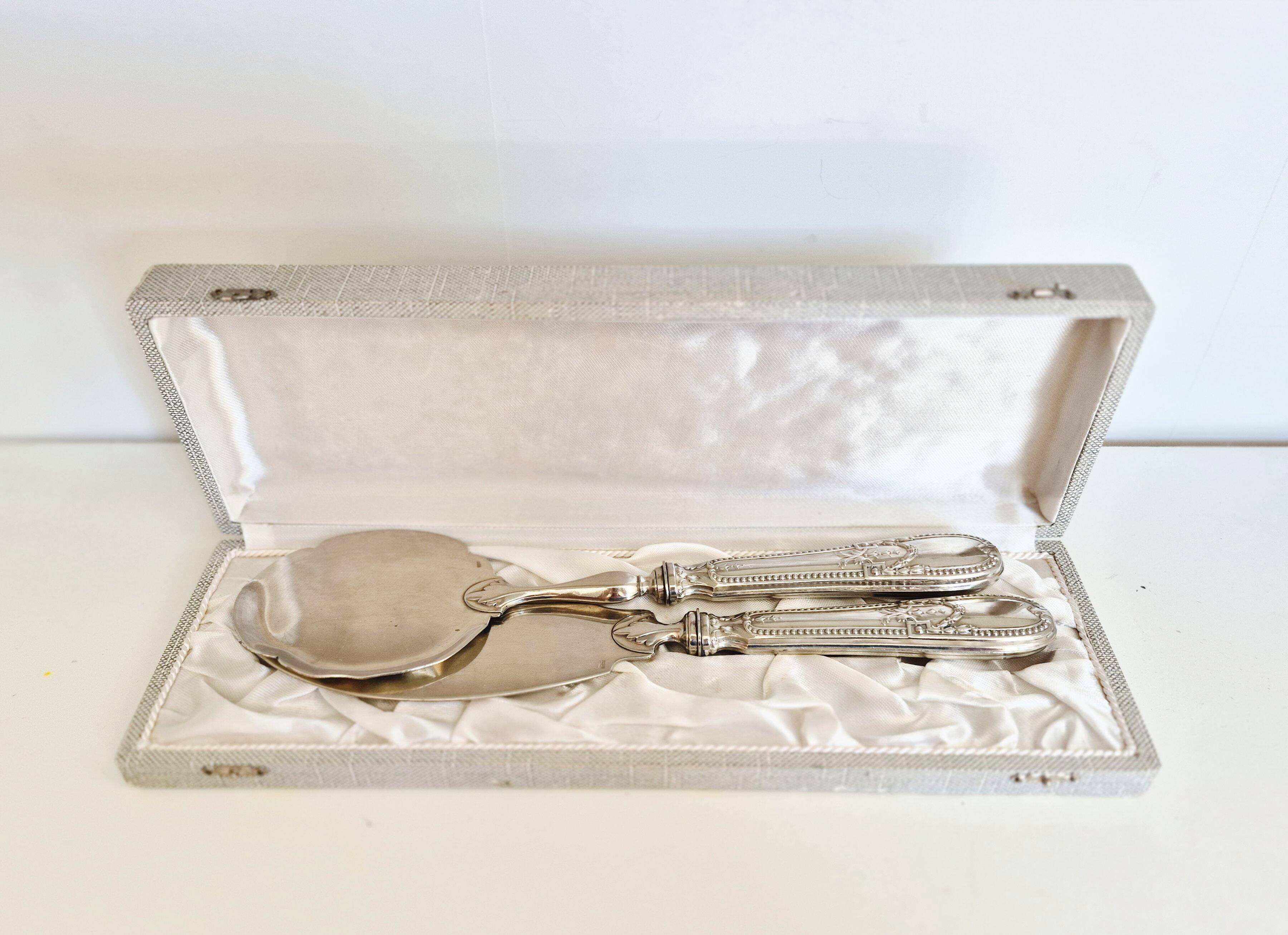 Dessert or ice cream cutlery set, in silver-plated metal.