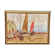 Huile sur toile originale suédoise – « Bateaux à voile » par Melker, 1970