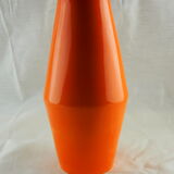 Large orange losangic vase - Laurentian pottery - 80s / 90s