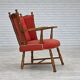1960s, Scandinavian armchair. Red furniture wool, beech wood.