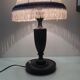 Lampe en bois tourné et abat en tissu beige style art déco / années 40-50