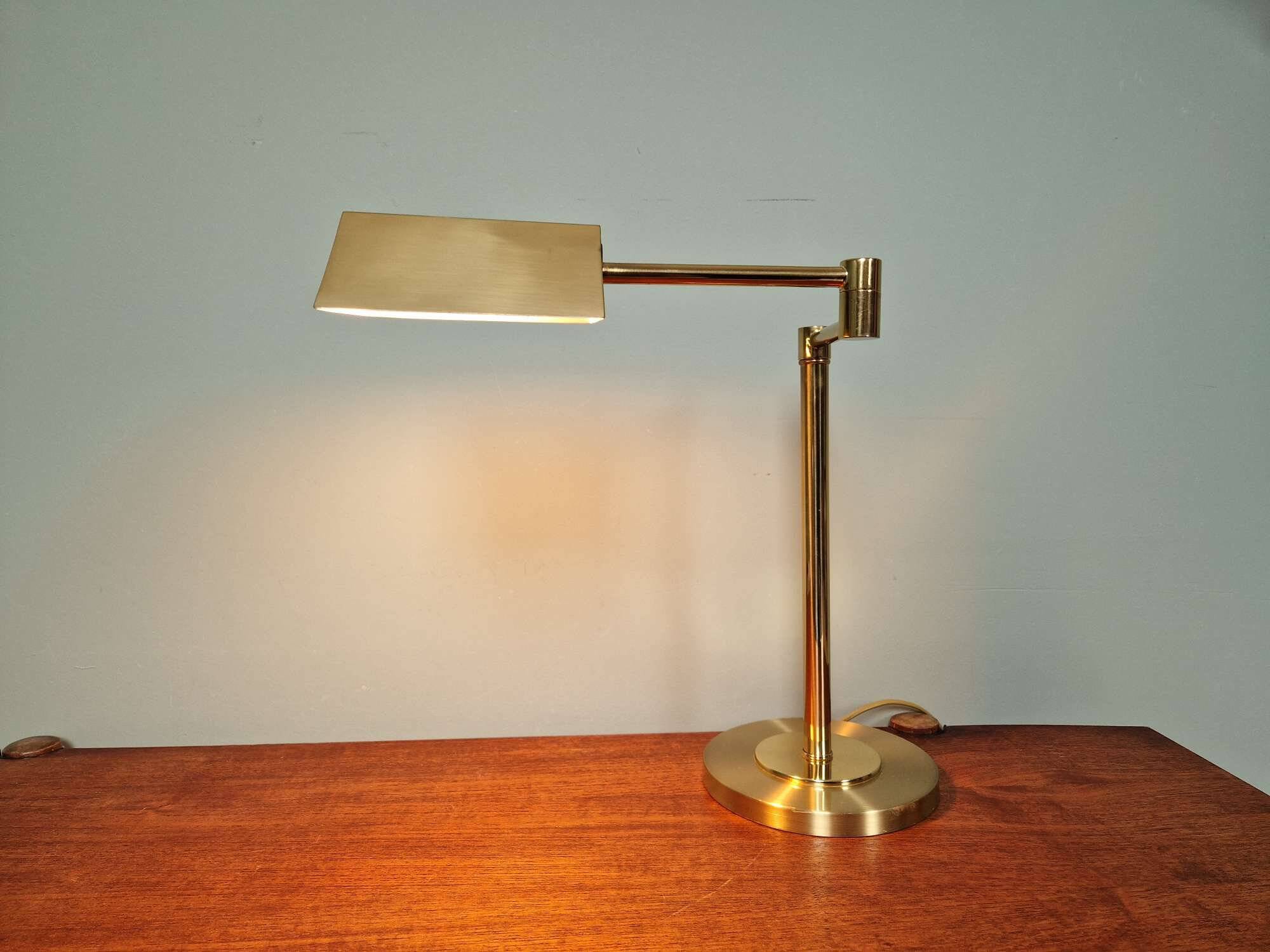 Lampe de bureau articulée en laiton, Boulanger (Belgique), 1970-80